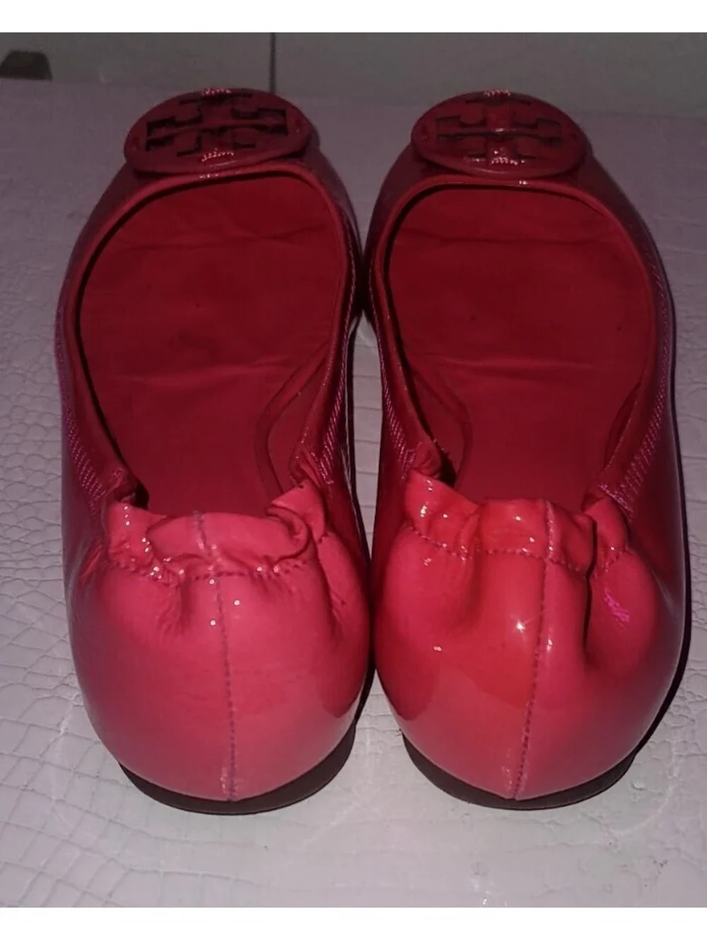 TORY BURCH REVA BALLET SLIPPER FLATS PATENT LEATHER BUBBLEGUM PINK SIZE 8